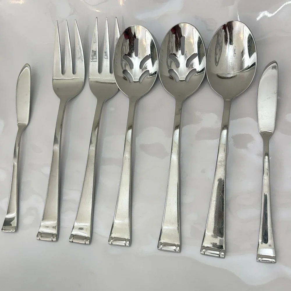 Reed & Barton Glossy 18/10 Stainless 7 pc HOSTESS SERVING Spoon Butter Spreader‎